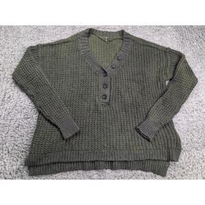 Free People Sweater Women Extra Large Green Wool Blend Boho Casual Chunky Knit